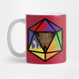 Rainbow Pronoun Pride D20 Xe/Xir Mug